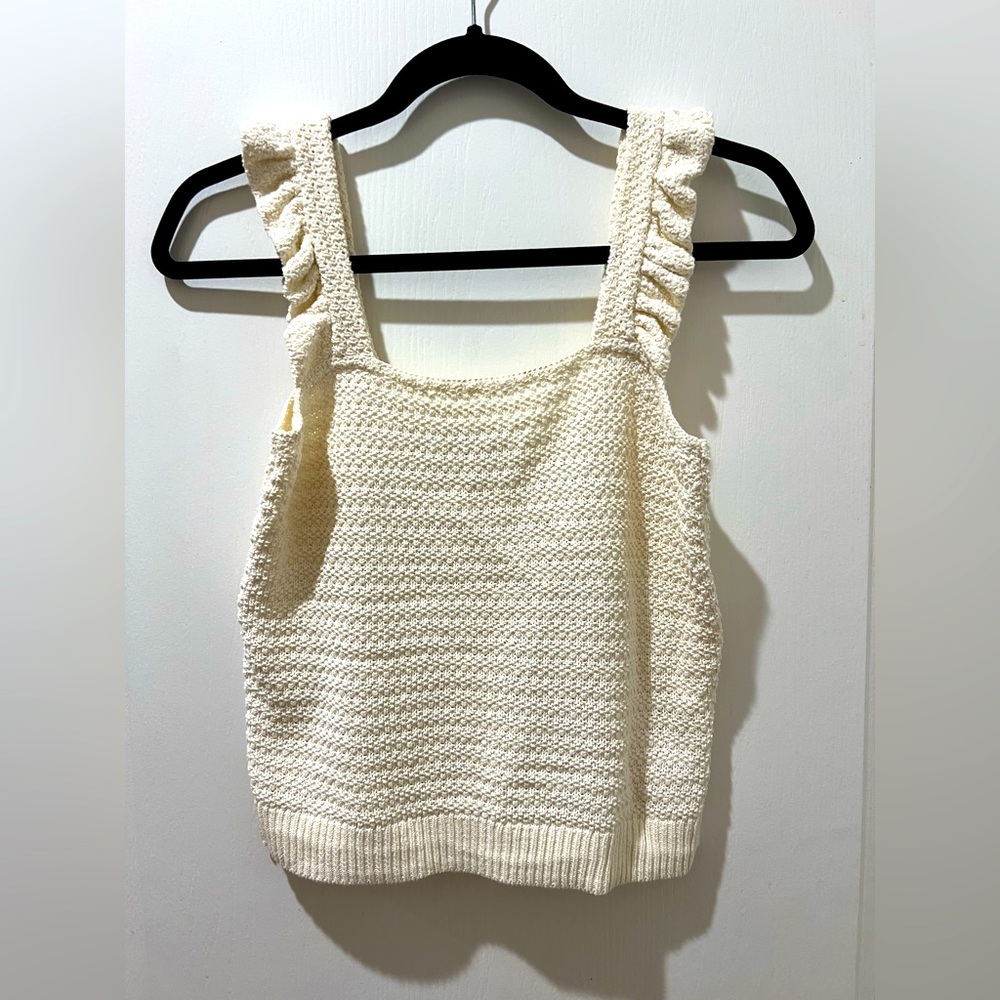 Madewell Crocheted Ruffle-Strap Sweater Tank